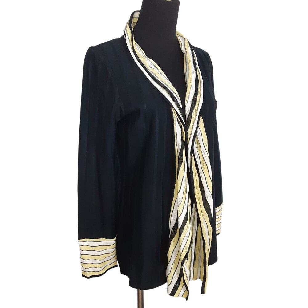 Ming Wang Black Open Drape Front Knit Kimono Cardigan Jacket Women S Art to Wear - Picture 2 of 12